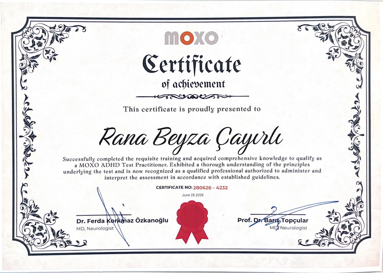 MOXO dikkat testi uygulayıcı sertifikası